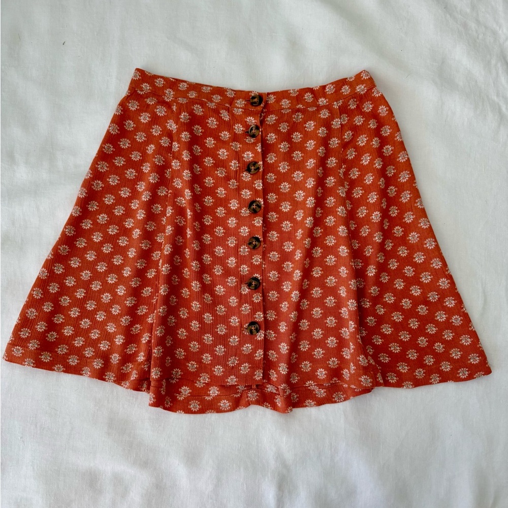 Sisstrevolution Chic Orange Floral A-Line Skirt